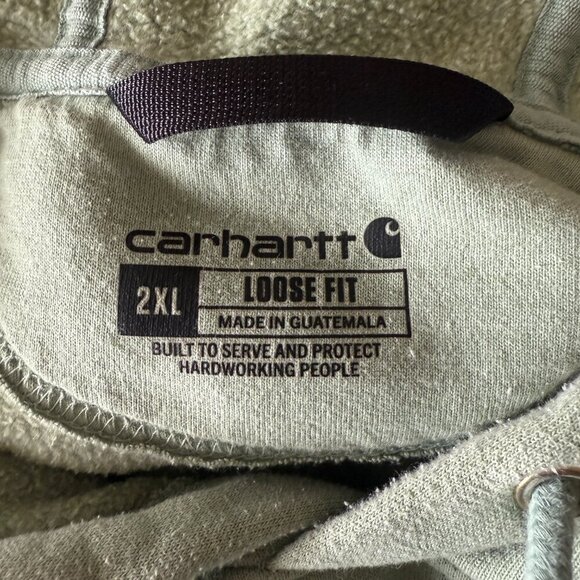 Men's Big and Tall 2XL Carhartt Sage Green Pullover Hoodie Loose Fit - Picture 5 of 11